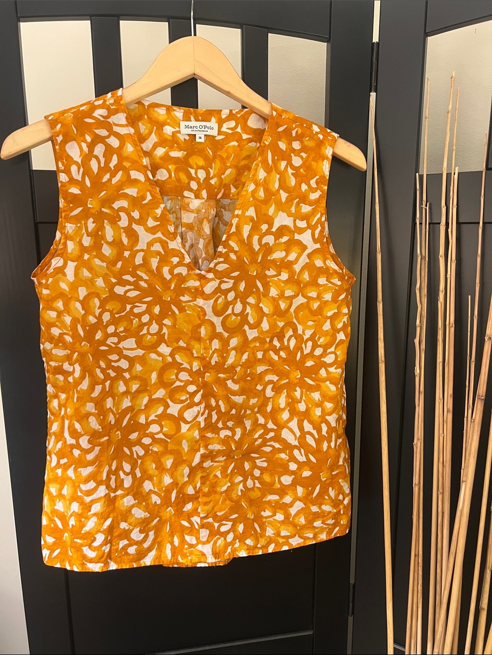 Marc O'Polo Orange Floral V-Neck Tank Top